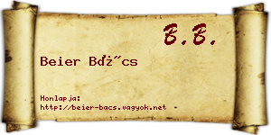 Beier Bács névjegykártya